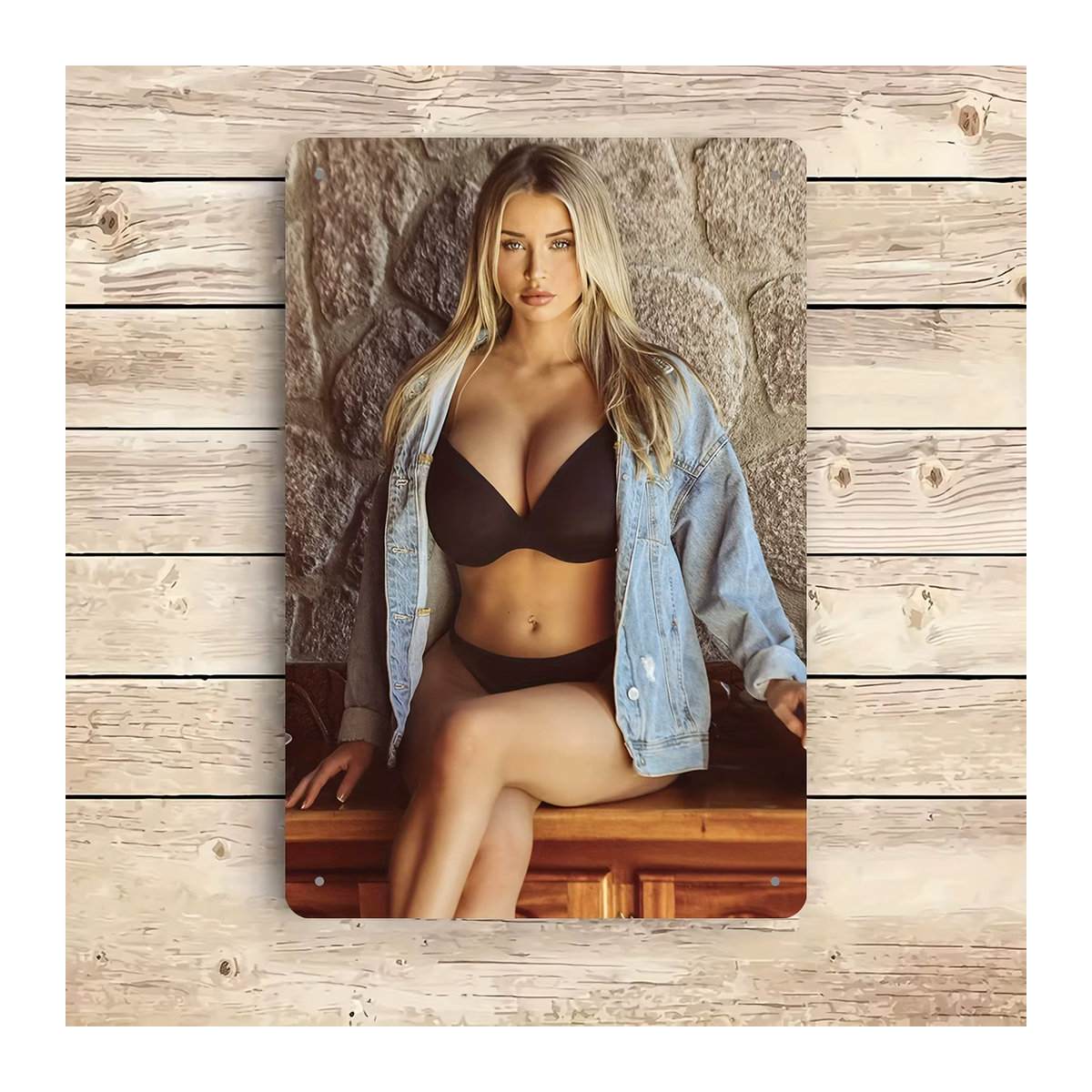 CIFBUY Metall-Wandkunst Porträt Sexy Frau, mehrfarbig, B: 30,48 cm, H: 20,32 cm - Bild 3