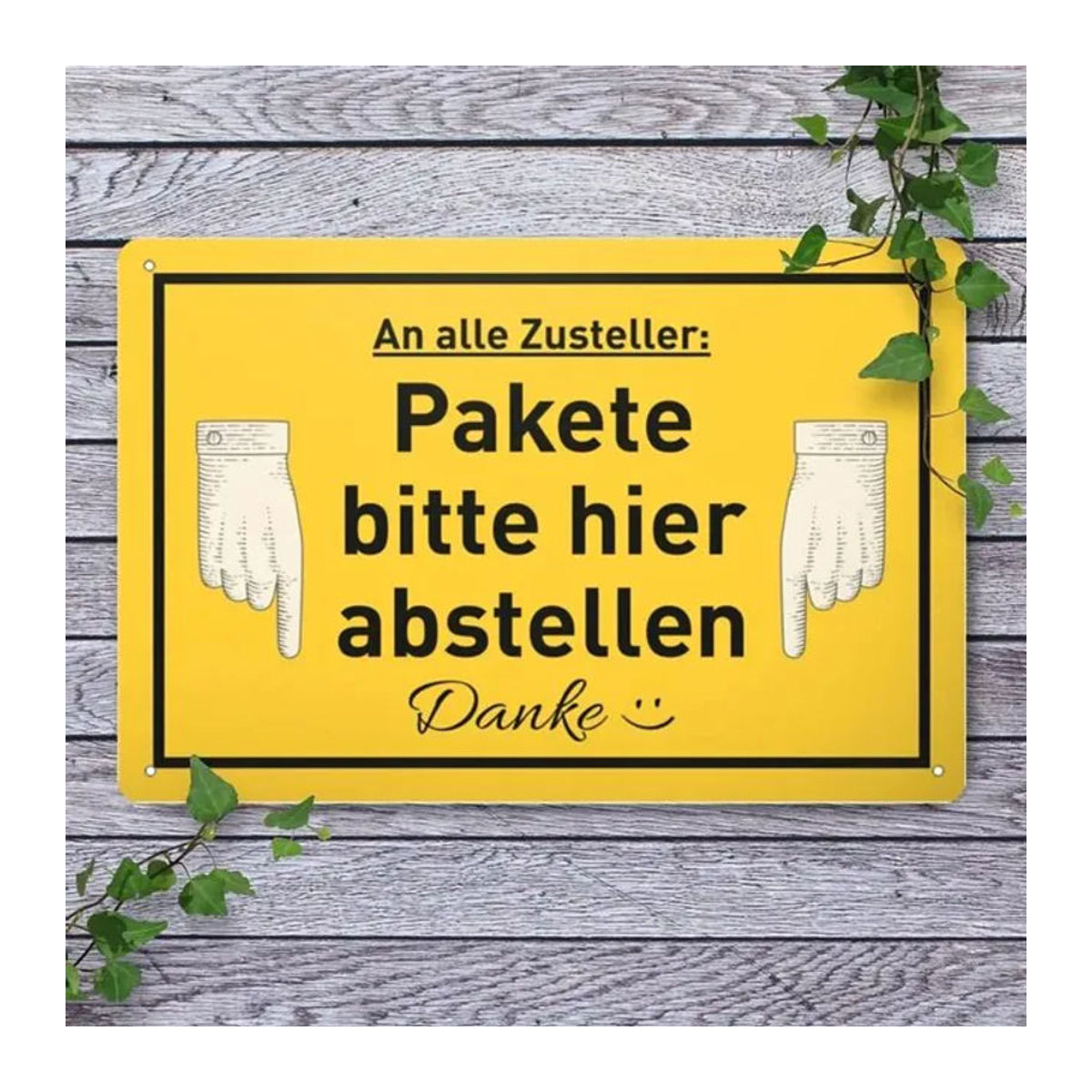 CIFBUY Metall-Wandkunst Schild Bitte hinterlassen Sie Pakete hier in Gelb, B/H: 30 x 20 cm - Bild 1