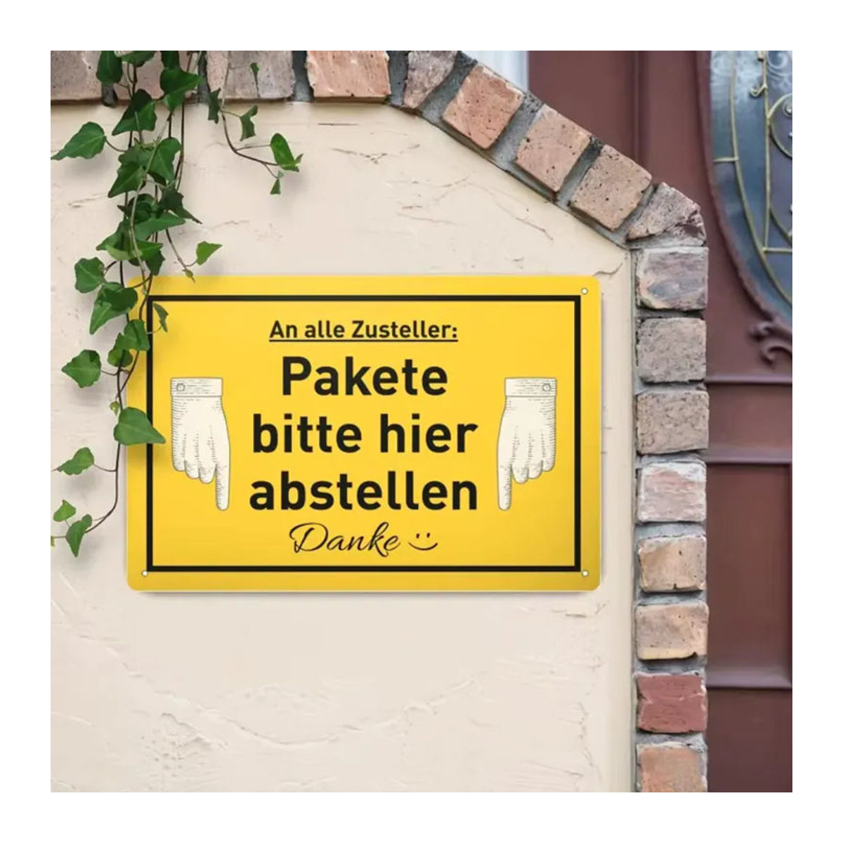 CIFBUY Metall-Wandkunst Schild Bitte hinterlassen Sie Pakete hier in Gelb, B/H: 30 x 20 cm - Bild 4