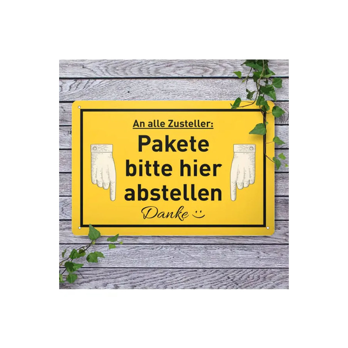 CIFBUY Metall-Wandkunst Schild Bitte hinterlassen Sie Pakete hier in Gelb, B/H: 30 x 20 cm - Bild 6