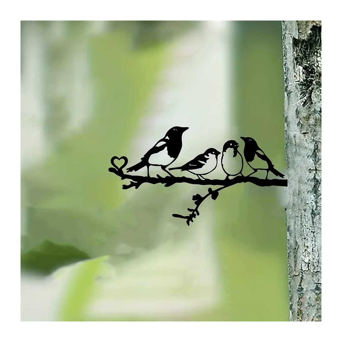 Cifbuy Metall-Wandkunst Silhouette Vier Vögel auf Zweig in Schwarz zur Dekoration für Garten, Hof und Terrasse - Bild 5