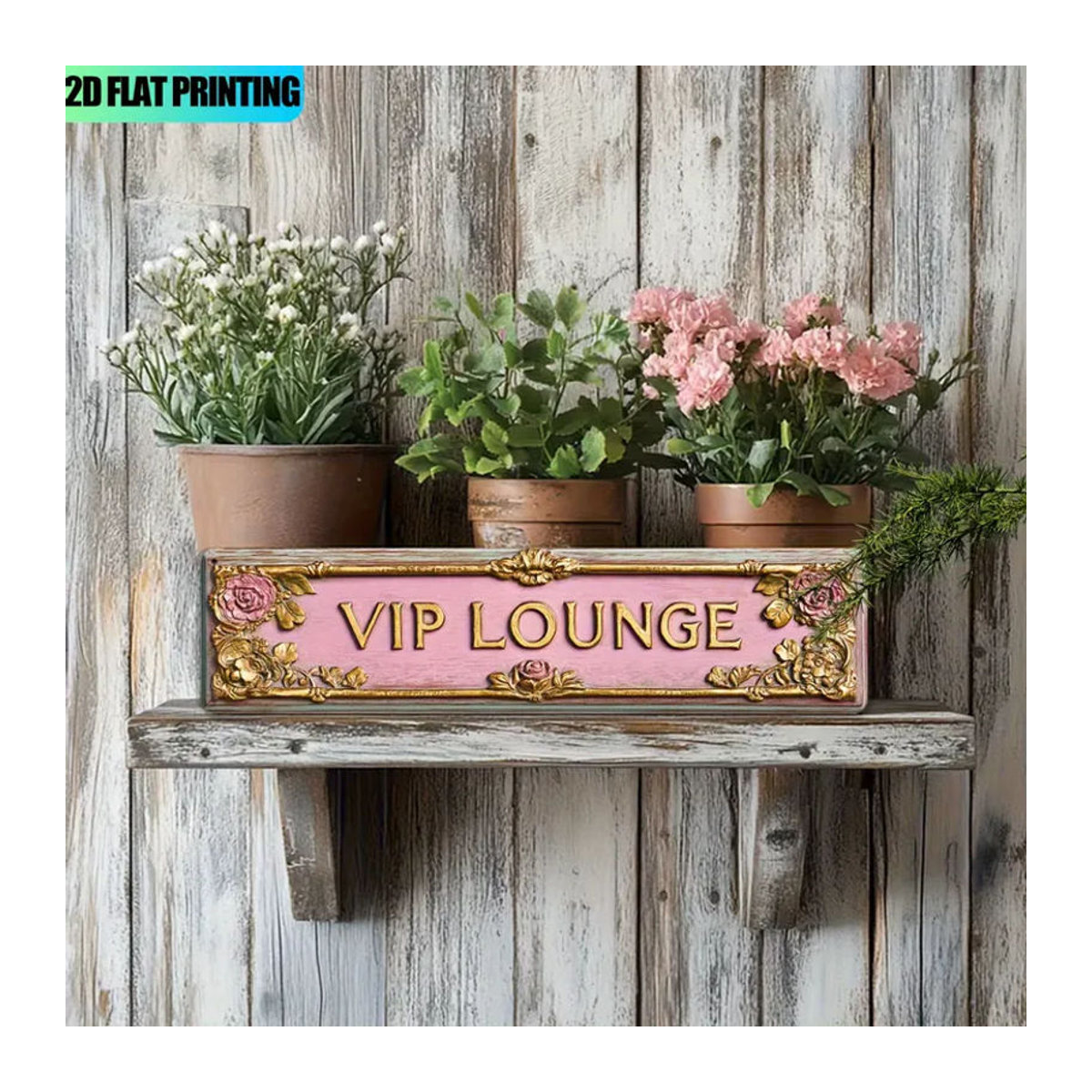CIFBUY Metall-Wandschild Blumen Rosa Vintage Floral Dekoration B: 40 cm, H: 10 cm - Bild 5