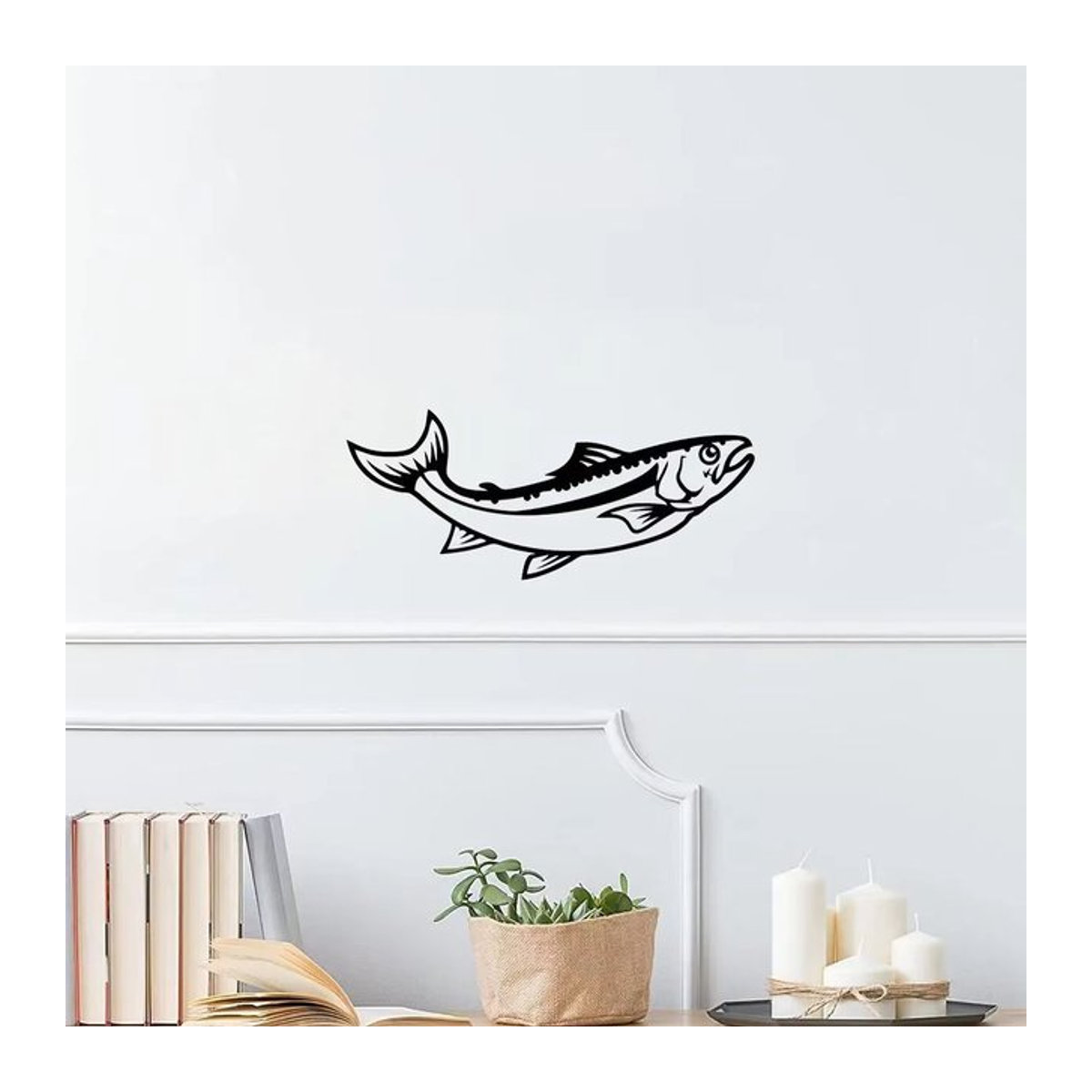Cifbuy Metall Wandschild Springender Fisch in Schwarz für Fischerhütte und Kabinen-Dekoration - Bild 1