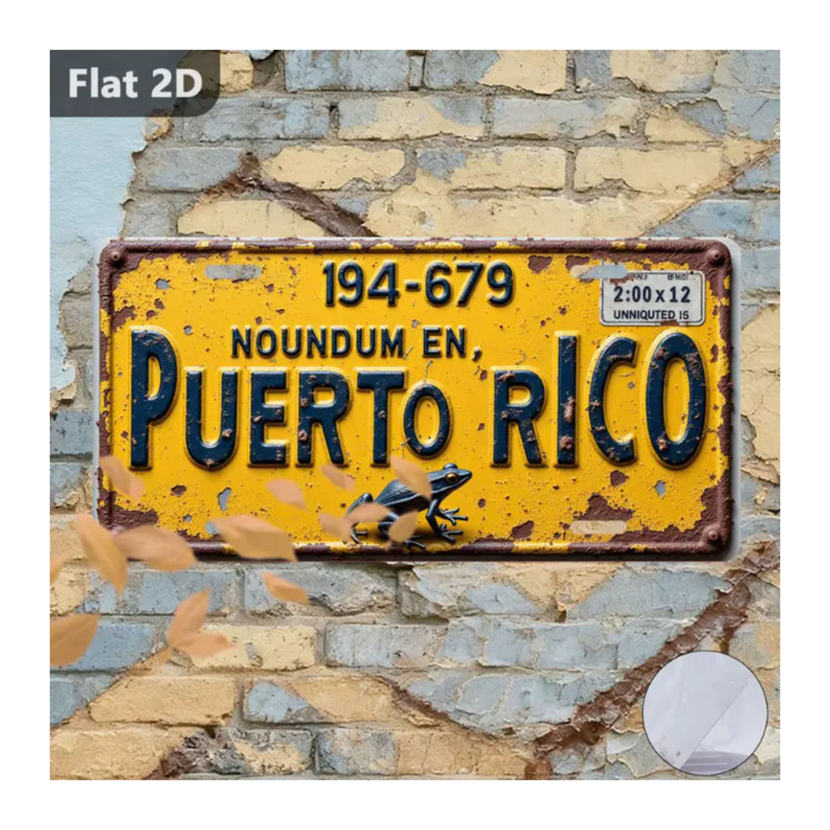 CIFBUY Metallschild Puerto Rico Frosch Retro Wanddekoration Gelb B: 30,48 cm x H: 15 cm - Bild 2