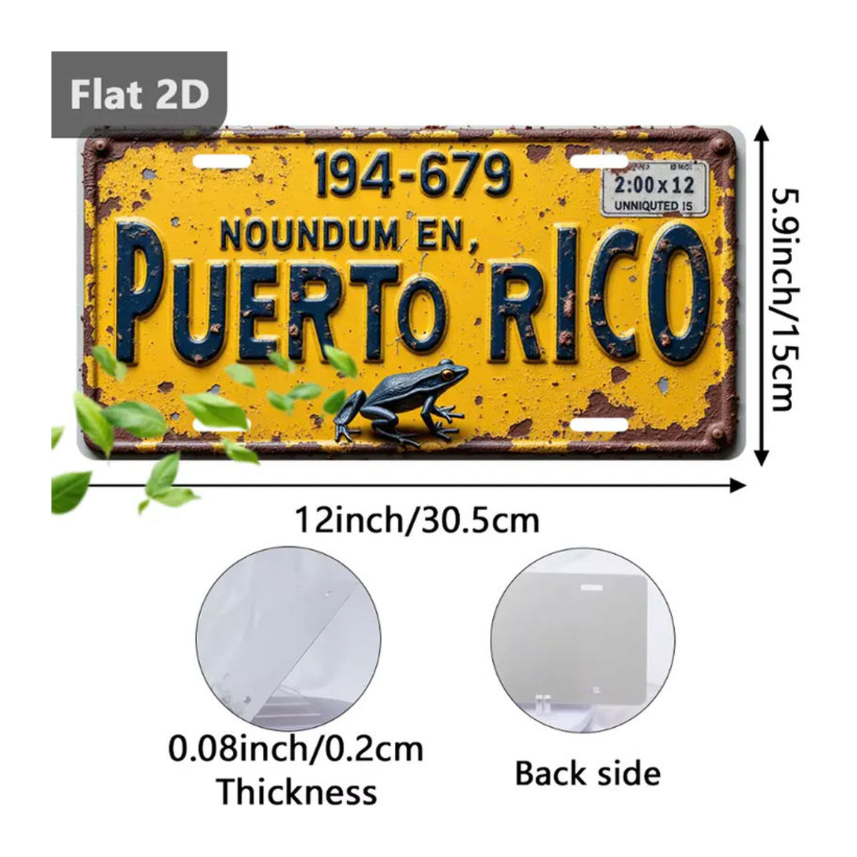 CIFBUY Metallschild Puerto Rico Frosch Retro Wanddekoration Gelb B: 30,48 cm x H: 15 cm - Bild 3