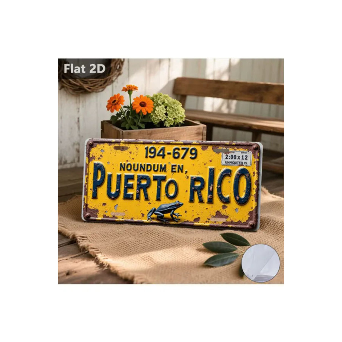 CIFBUY Metallschild Puerto Rico Frosch Retro Wanddekoration Gelb B: 30,48 cm x H: 15 cm - Bild 6