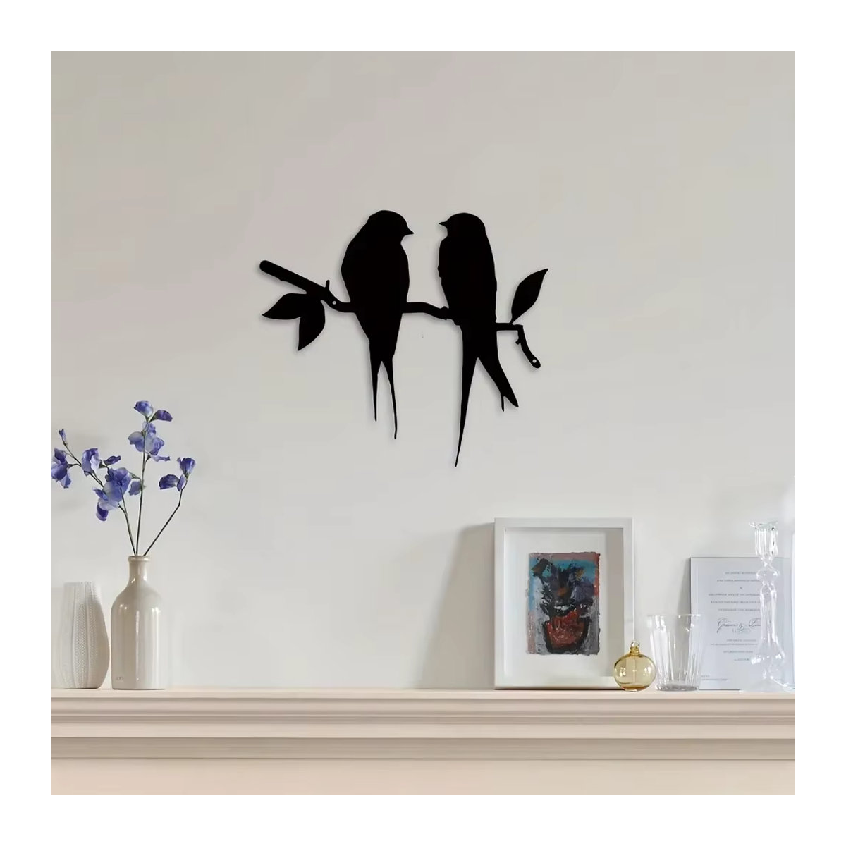 CIFBUY Metallwandkunst Vogeltweig Wanddekoration in Schwarz für minimalistische Heimdekoration - Bild 3