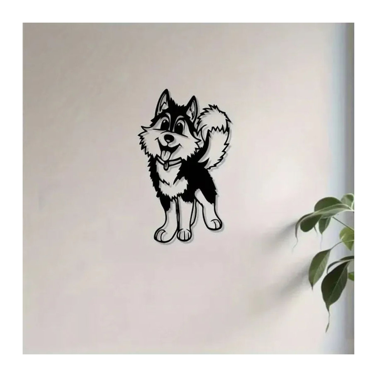 CIFBUY Moderne Husky Hund Metall Wandkunst Skulptur Schwarz Hängende Tier Dekoration - Bild 1