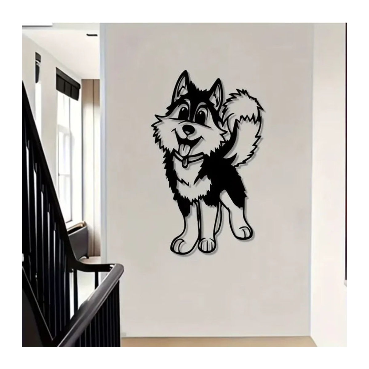 CIFBUY Moderne Husky Hund Metall Wandkunst Skulptur Schwarz Hängende Tier Dekoration - Bild 3