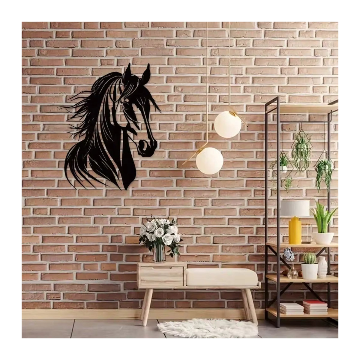 CIFBUY Moderne Wanddekoration Pferdekopf aus Metall in Schwarz als skulpturales Wandobjekt - Bild 4