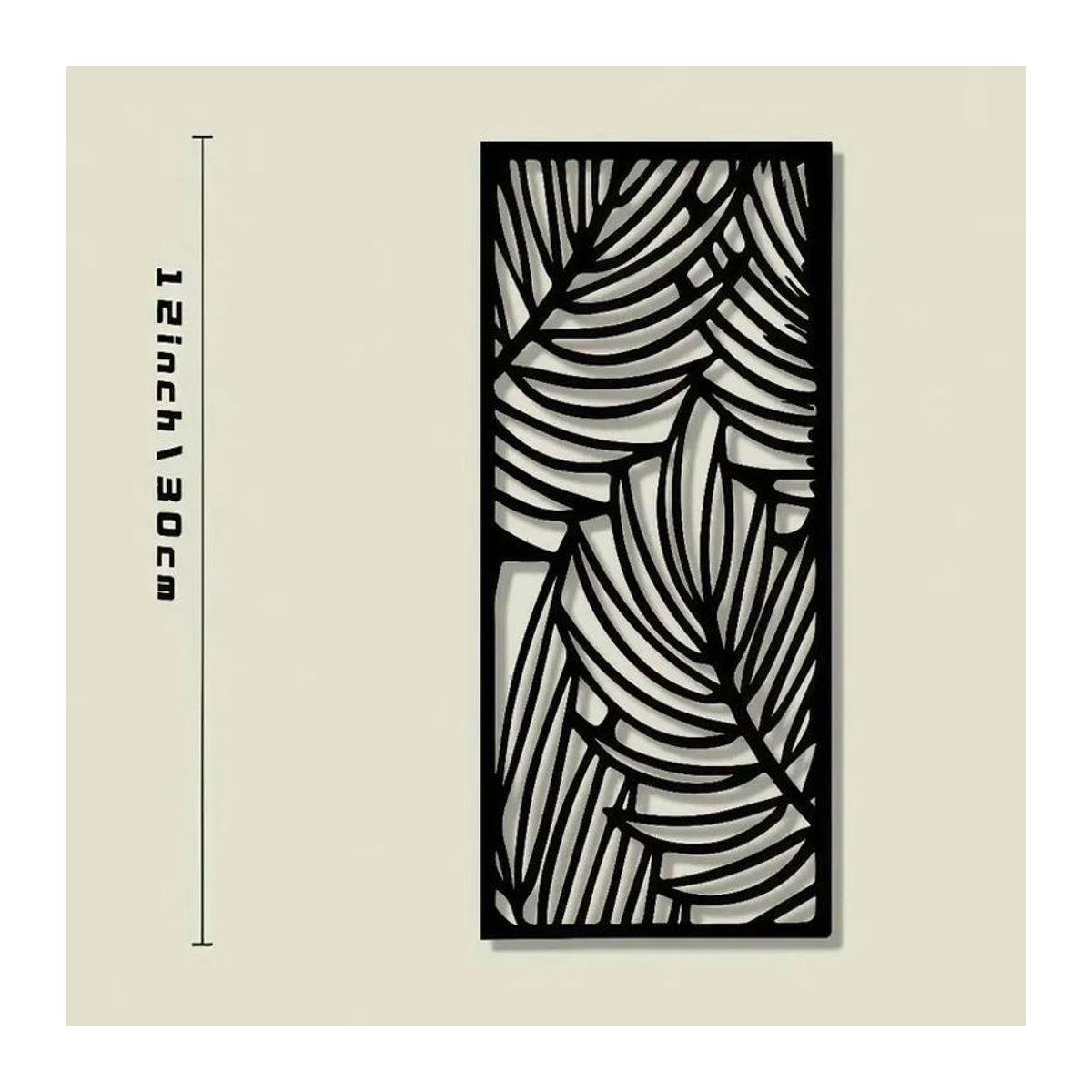 CIFBUY Moderne Wandkunst aus Metall in Schwarz mit floralem Blätter-Design als rechteckige Wanddekoration - Bild 3