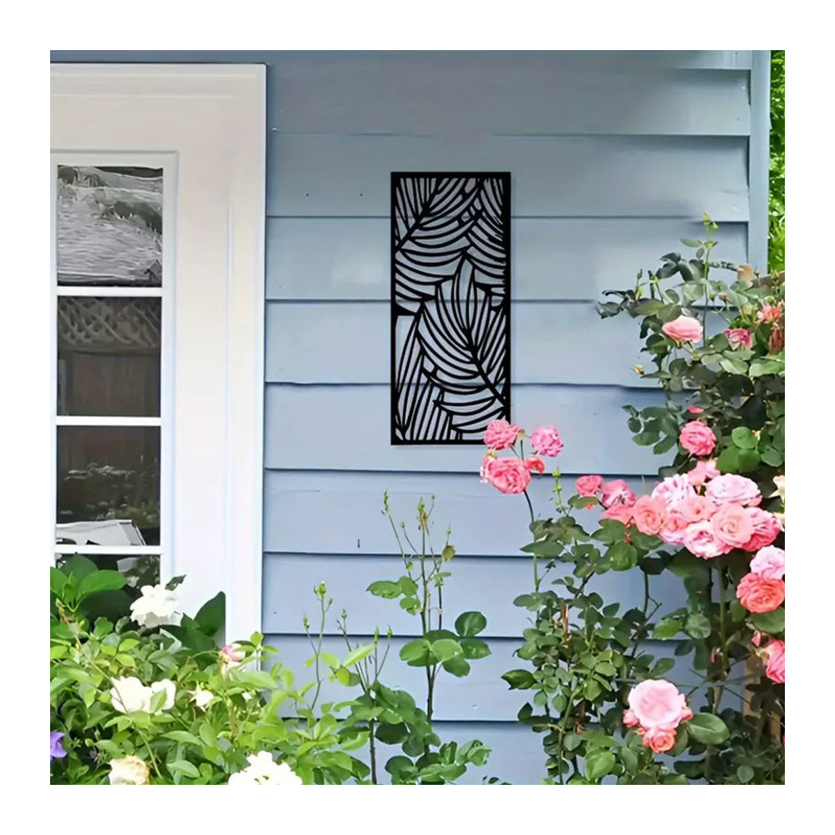 CIFBUY Moderne Wandkunst aus Metall in Schwarz mit floralem Blätter-Design als rechteckige Wanddekoration - Bild 4