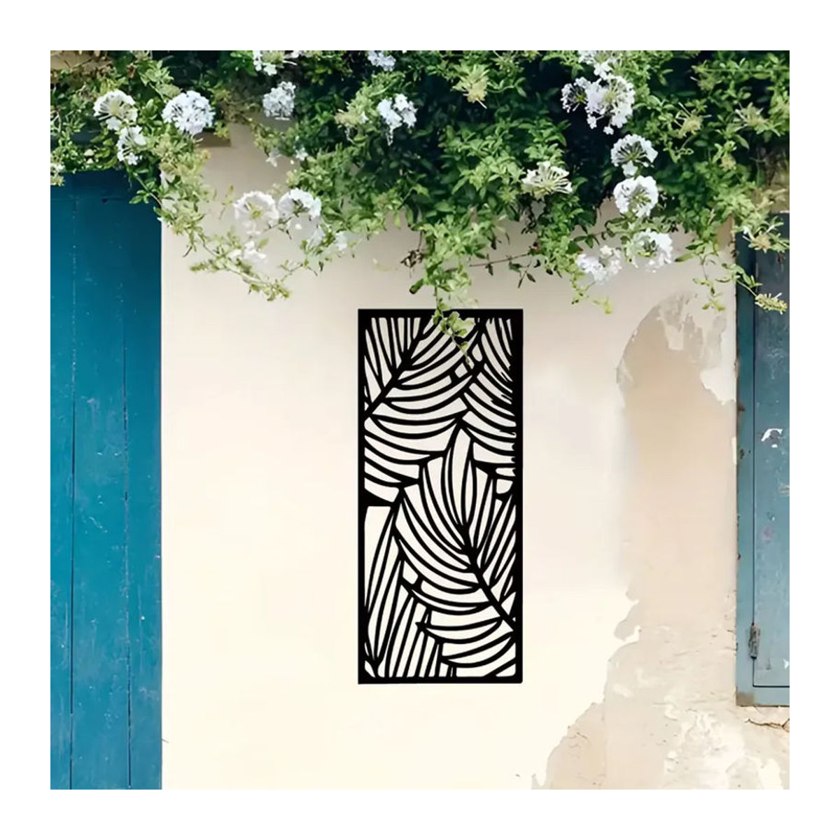 CIFBUY Moderne Wandkunst aus Metall in Schwarz mit floralem Blätter-Design als rechteckige Wanddekoration - Bild 5