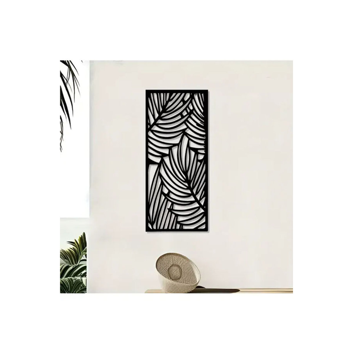 CIFBUY Moderne Wandkunst aus Metall in Schwarz mit floralem Blätter-Design als rechteckige Wanddekoration - Bild 6