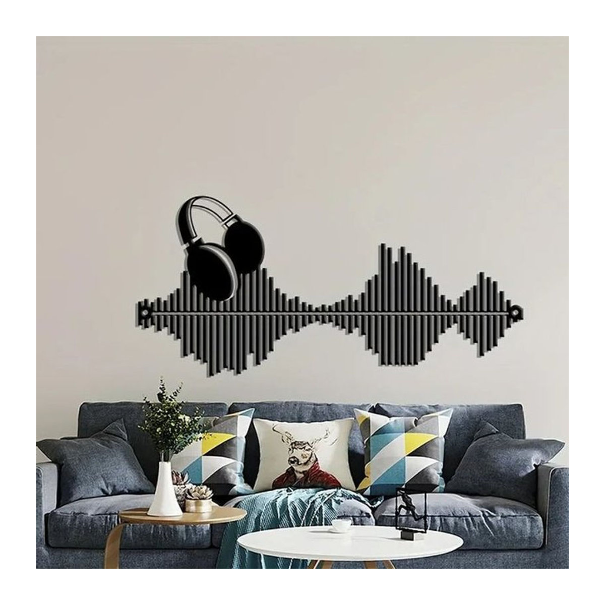 CIFbuy Musik Wandbehang Rhythmus der Musik aus Metall in Schwarz, abstrakte Wanddekoration für dein Wohnzimmer - Bild 1
