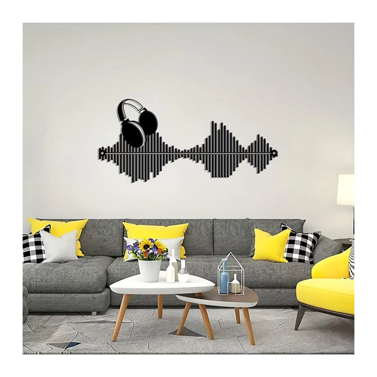CIFbuy Musik Wandbehang Rhythmus der Musik aus Metall in Schwarz, abstrakte Wanddekoration für dein Wohnzimmer - Bild 3