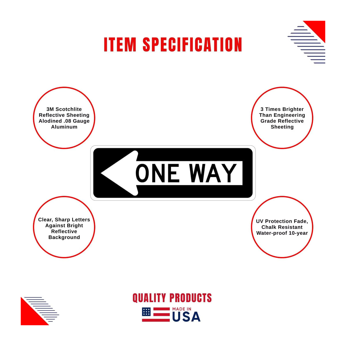 CIFBUY One Way Aluminium Traffic Arrow Wandkunst, mehrfarbig, B: 30,5 cm x H: 20,3 cm - Bild 2