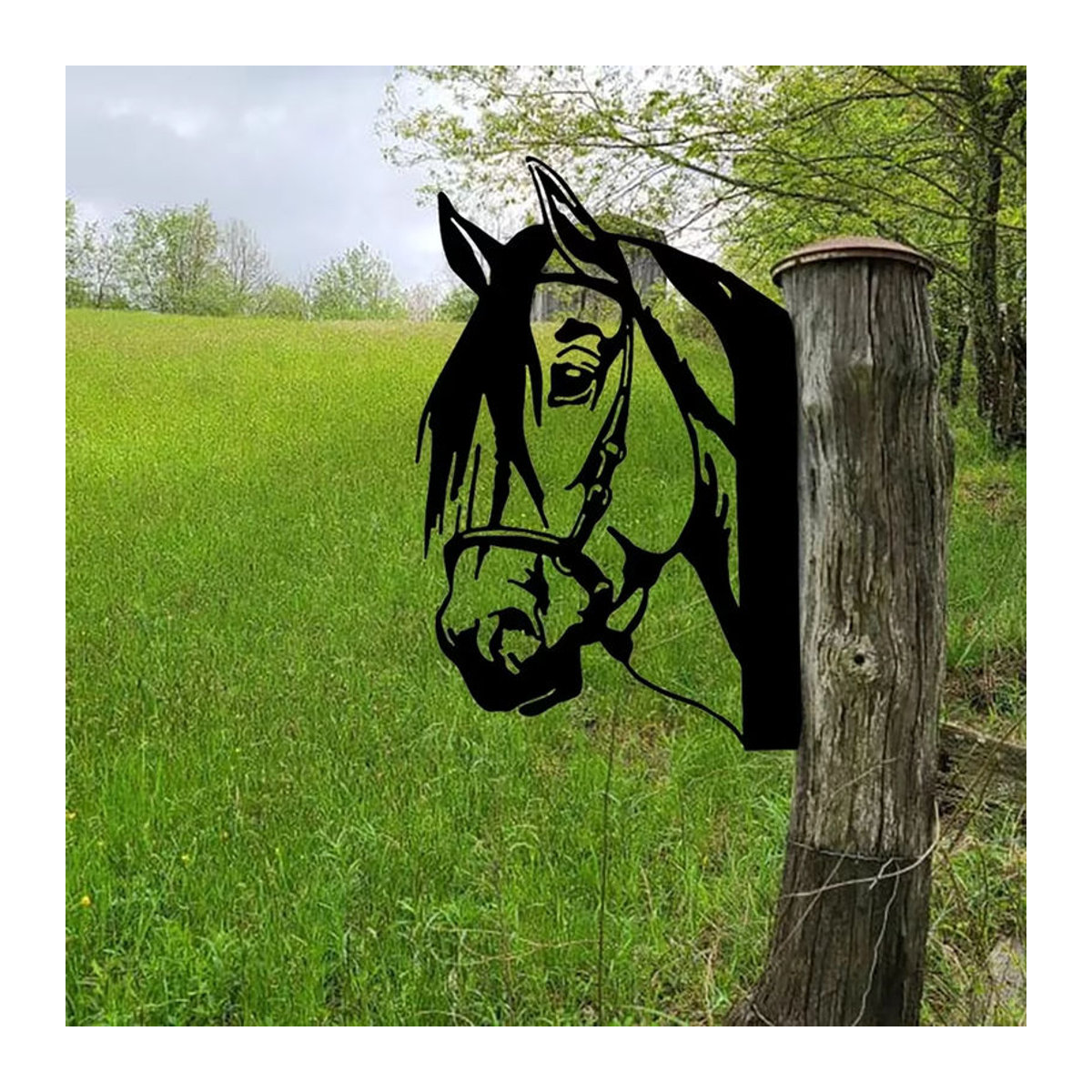 CIFBUY Pferde-Silhouette aus Metall in Schwarz als rustikale Wanddekoration im Landhausstil - Bild 4