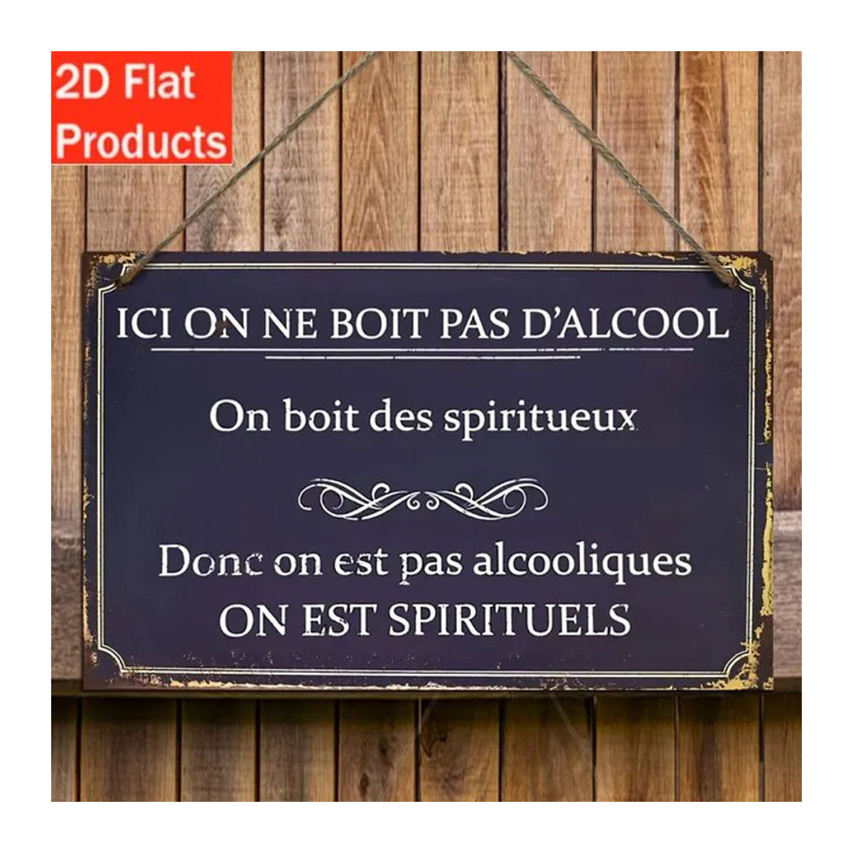 CIFBUY Retro Französisches Wandschild im Landhausstil aus Holz mit Schnur, Schwarz, B/H/T: 30 x 20 x 20 cm - Bild 1