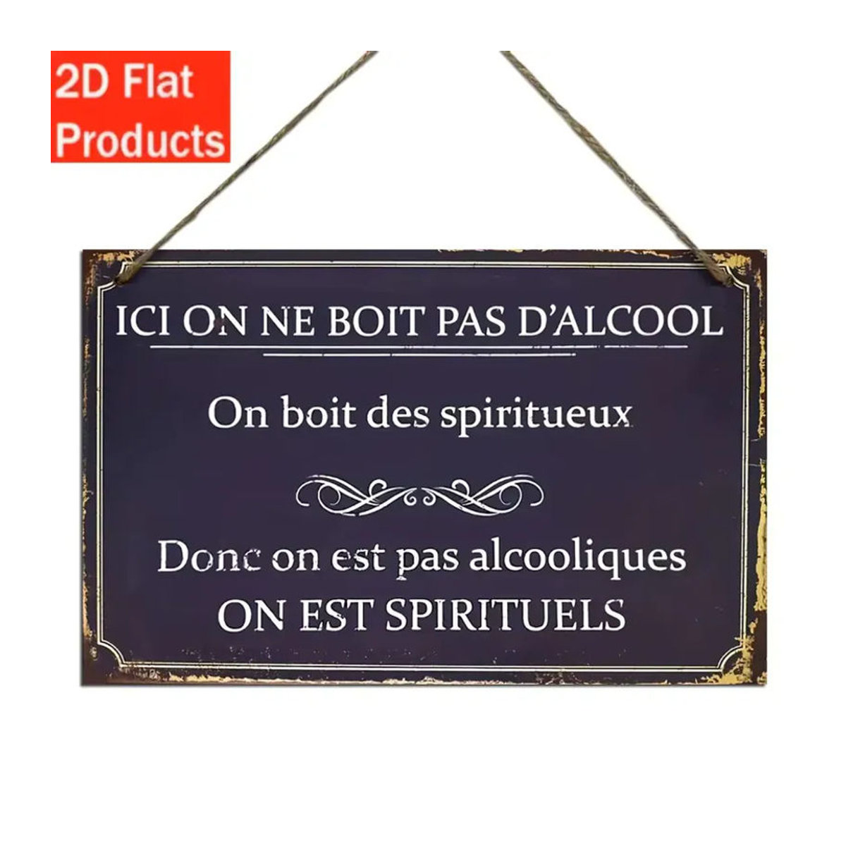 CIFBUY Retro Französisches Wandschild im Landhausstil aus Holz mit Schnur, Schwarz, B/H/T: 30 x 20 x 20 cm - Bild 2