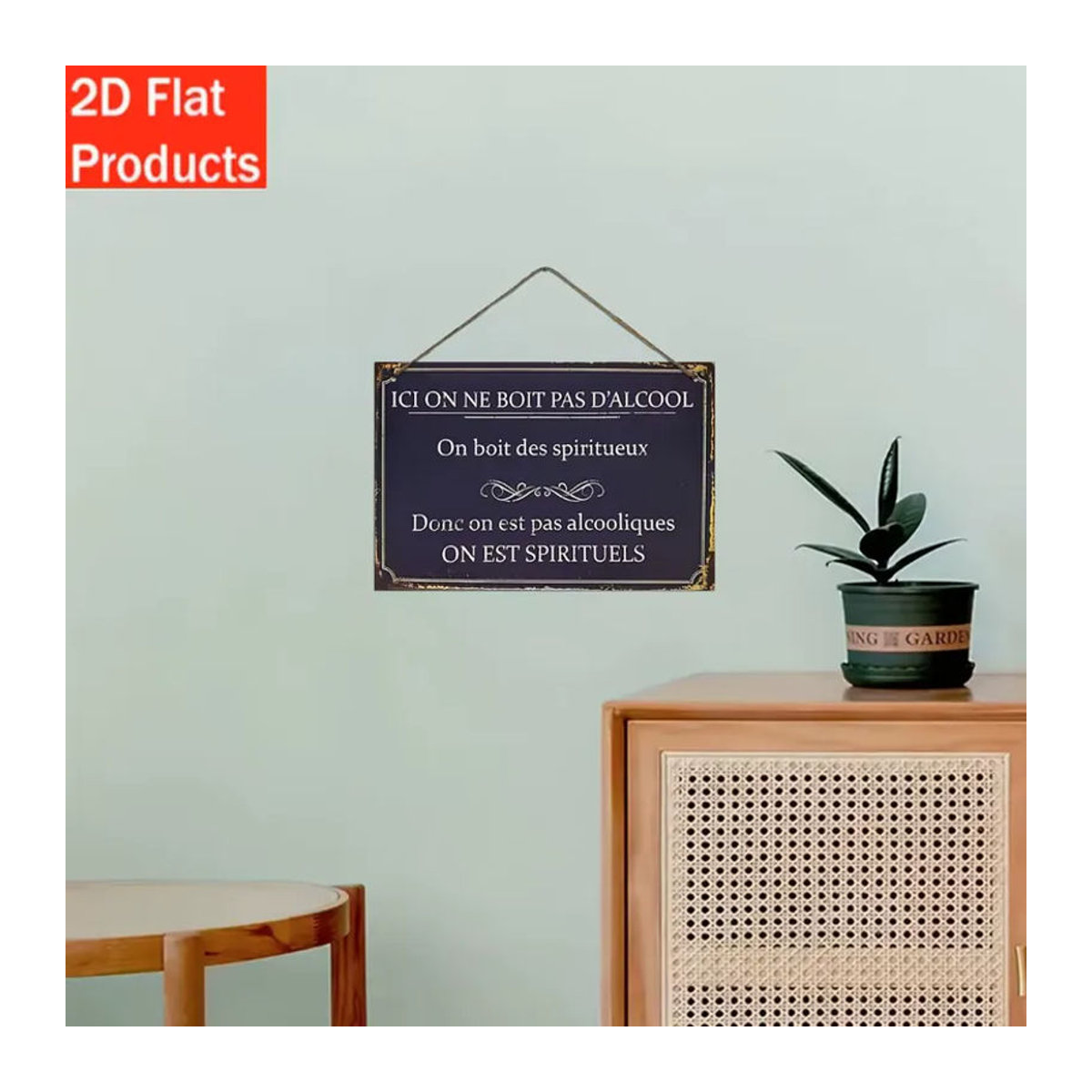 CIFBUY Retro Französisches Wandschild im Landhausstil aus Holz mit Schnur, Schwarz, B/H/T: 30 x 20 x 20 cm - Bild 3