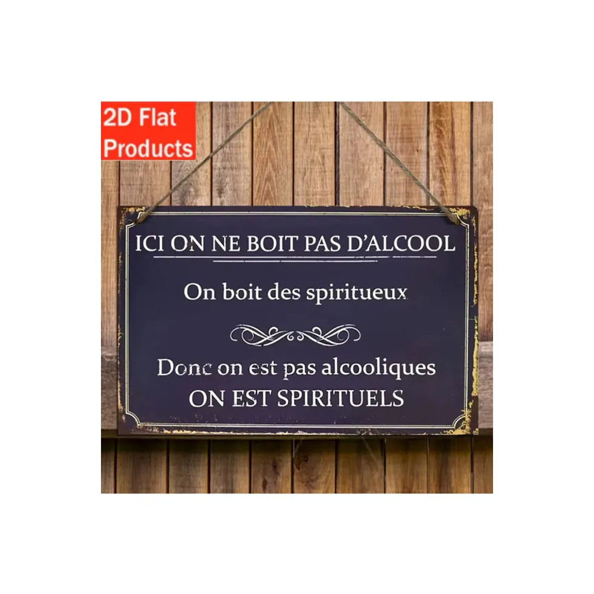 CIFBUY Retro Französisches Wandschild im Landhausstil aus Holz mit Schnur, Schwarz, B/H/T: 30 x 20 x 20 cm - Bild 5