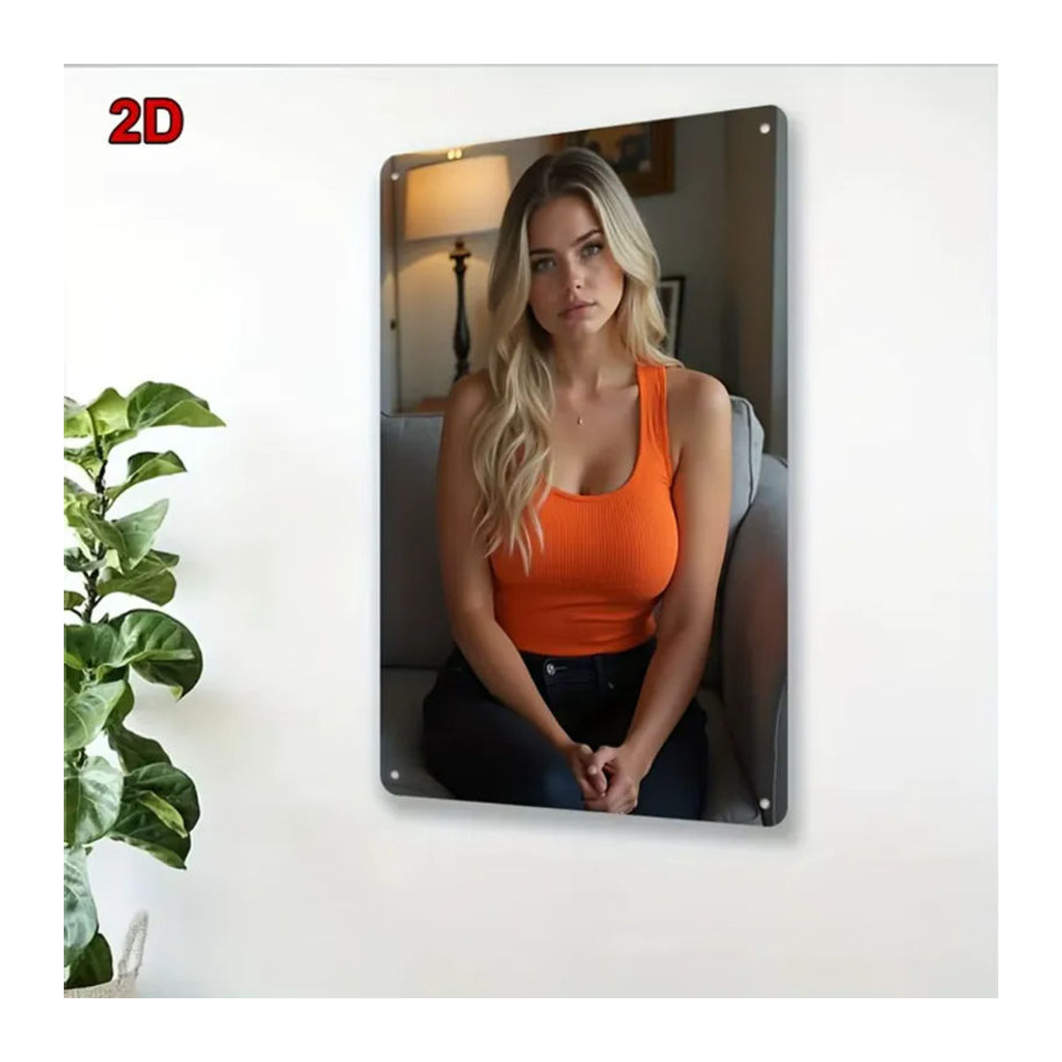 CIFBUY Retro Metall-Wandkunst Vintage Orange Lady Porträt Dekoration, Rechteckig, Höhe: 30,48 cm, Breite: 20,32 cm - Bild 1
