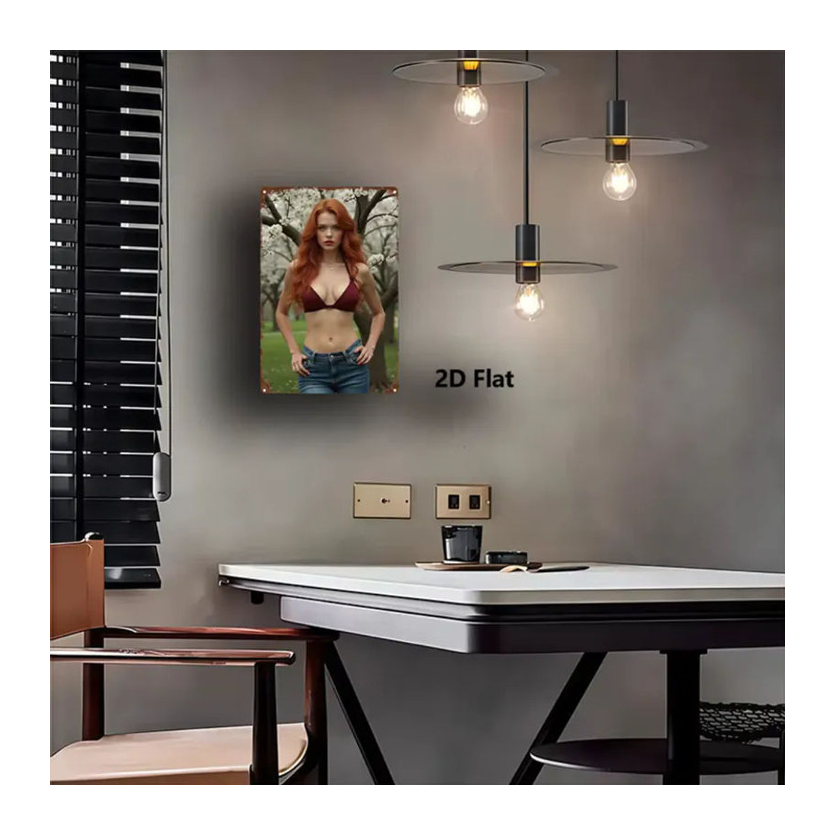 CIFBUY Retro-Metallschild Dame Vintage Wandkunst, mehrfarbig, B: 30 cm, H: 20 cm, T: 20 cm - Bild 4