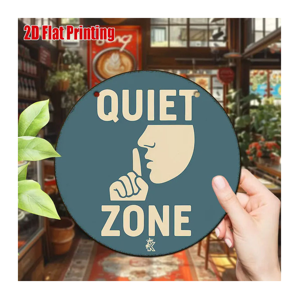 CIFBUY Retro-Metallschild Shhh Quiet Zone als rundes Vintage-Dekoschild in Mehrfarbig - Bild 4