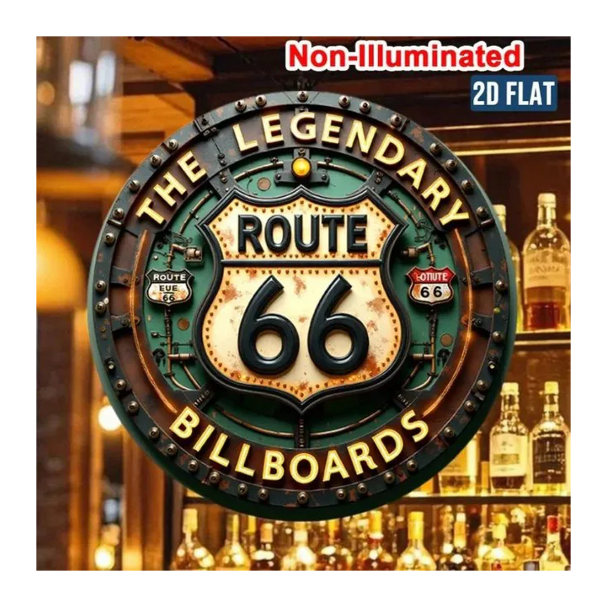 CIFBUY Retro Route 66 Metall-Blechschild rund, mehrfarbig, Wanddekoration im Vintage-Stil, Durchmesser: 20 cm - Bild 1