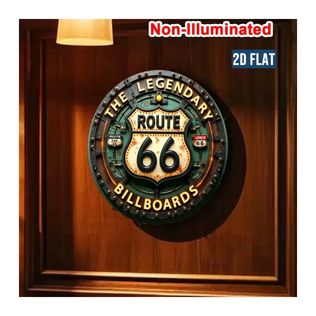 CIFBUY Retro Route 66 Metall-Blechschild rund, mehrfarbig, Wanddekoration im Vintage-Stil, Durchmesser: 20 cm - Bild 4