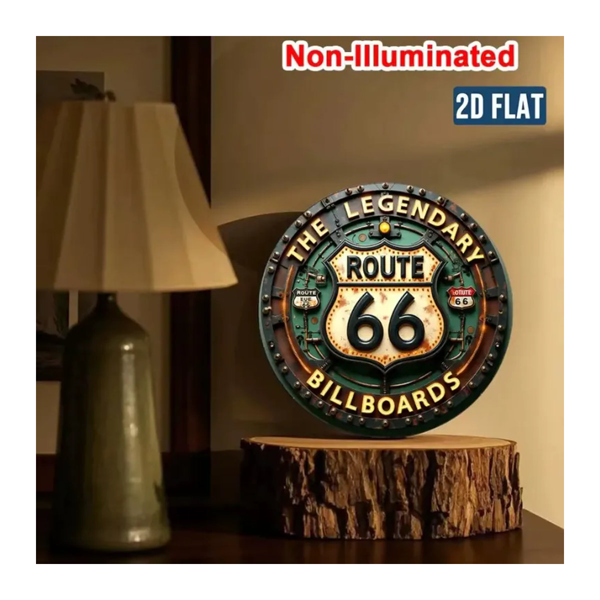 CIFBUY Retro Route 66 Metall-Blechschild rund, mehrfarbig, Wanddekoration im Vintage-Stil, Durchmesser: 20 cm - Bild 5