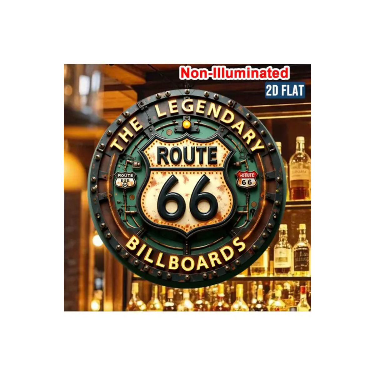 CIFBUY Retro Route 66 Metall-Blechschild rund, mehrfarbig, Wanddekoration im Vintage-Stil, Durchmesser: 20 cm - Bild 6