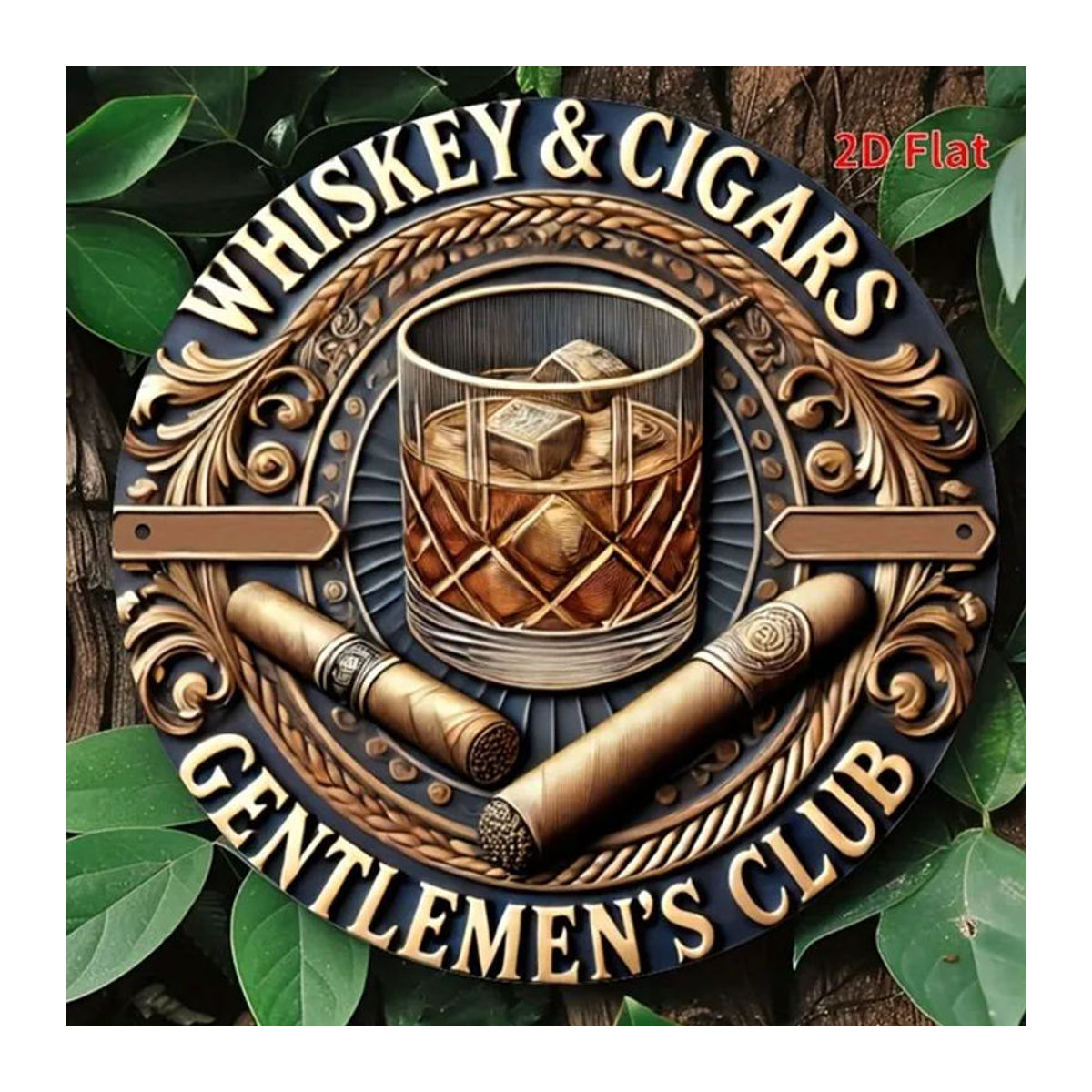 CIFBUY Retro Whisky Cigar Club Wandkunst aus Holz, Rundes Gentleman-Logo in Braun und Weiß, Vintage Dekoration für Hausbar und Restaurant, Durchmesser: 19,99 cm - Bild 1