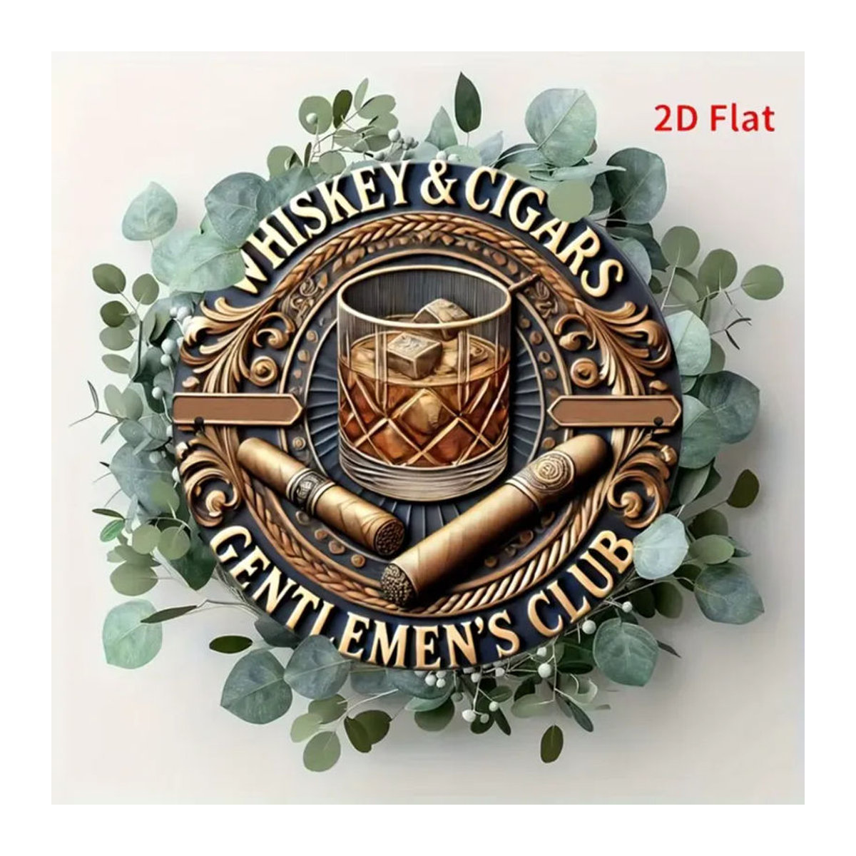 CIFBUY Retro Whisky Cigar Club Wandkunst aus Holz, Rundes Gentleman-Logo in Braun und Weiß, Vintage Dekoration für Hausbar und Restaurant, Durchmesser: 19,99 cm - Bild 2