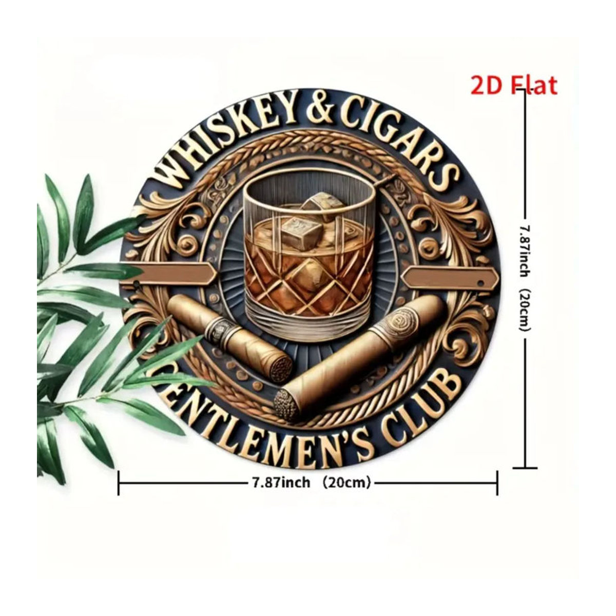 CIFBUY Retro Whisky Cigar Club Wandkunst aus Holz, Rundes Gentleman-Logo in Braun und Weiß, Vintage Dekoration für Hausbar und Restaurant, Durchmesser: 19,99 cm - Bild 3