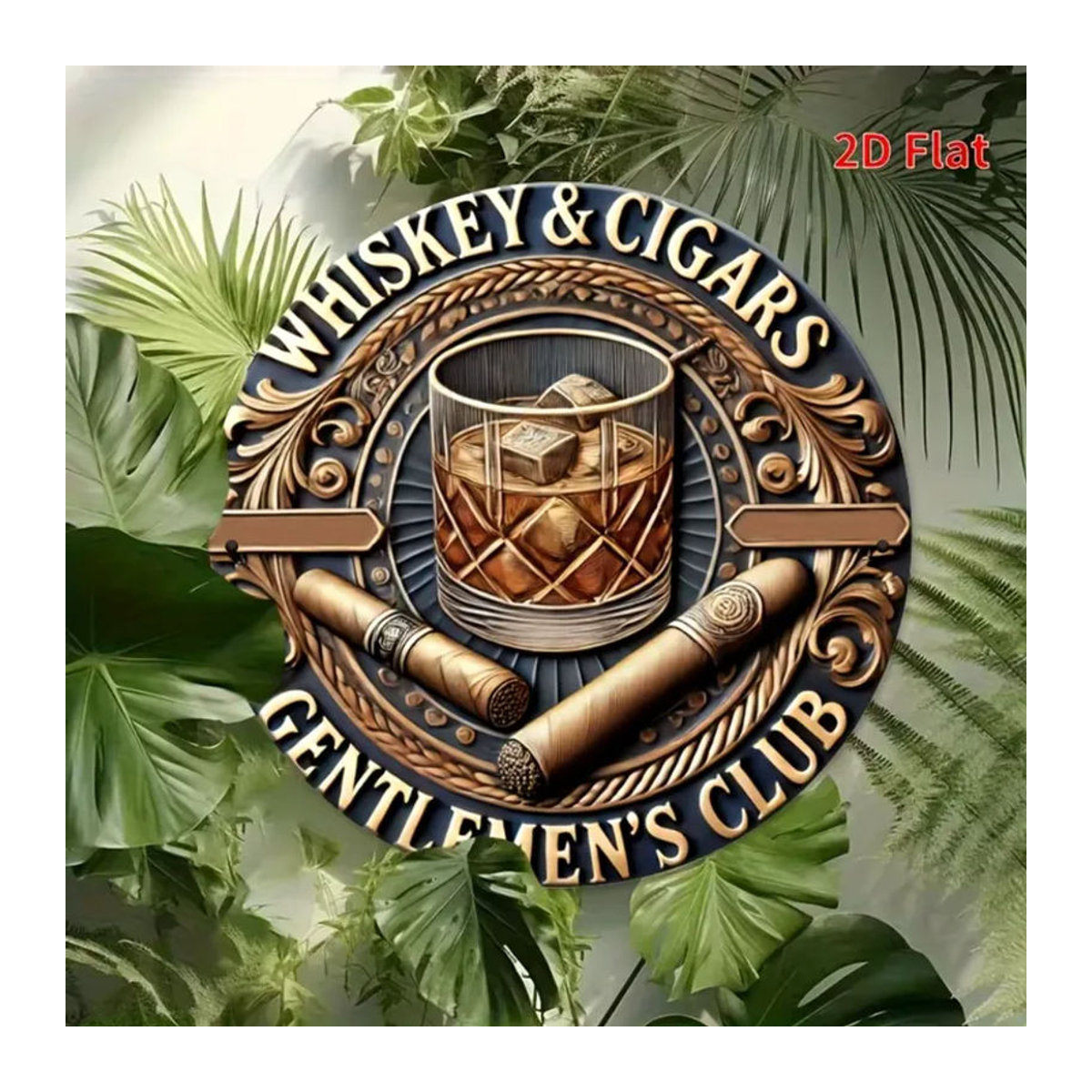 CIFBUY Retro Whisky Cigar Club Wandkunst aus Holz, Rundes Gentleman-Logo in Braun und Weiß, Vintage Dekoration für Hausbar und Restaurant, Durchmesser: 19,99 cm - Bild 4