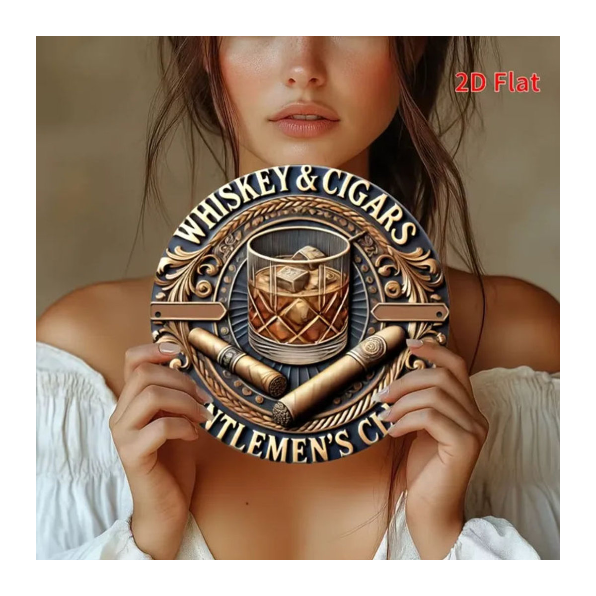 CIFBUY Retro Whisky Cigar Club Wandkunst aus Holz, Rundes Gentleman-Logo in Braun und Weiß, Vintage Dekoration für Hausbar und Restaurant, Durchmesser: 19,99 cm - Bild 5