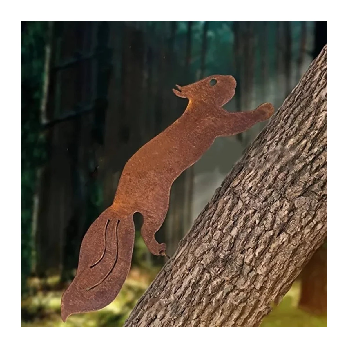 CIFBUY Rustikaler Eichhörnchen-Metallbaumständer in Braun als kreative Eisenkunst-Silhouettendekoration für Garten und Zuhause - Bild 1