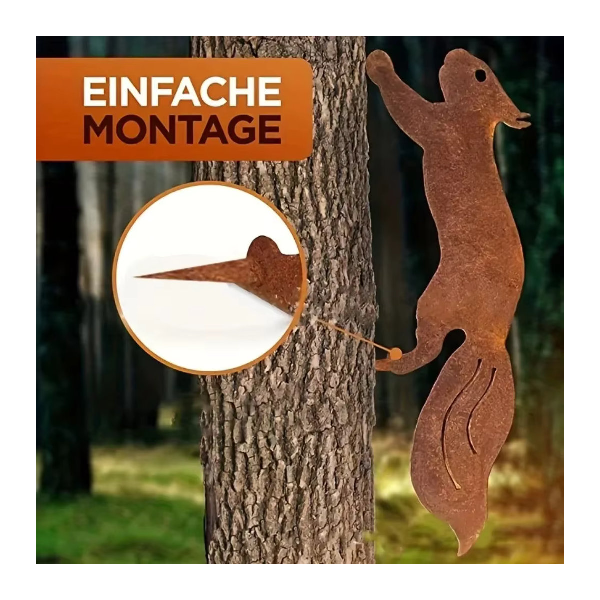 CIFBUY Rustikaler Eichhörnchen-Metallbaumständer in Braun als kreative Eisenkunst-Silhouettendekoration für Garten und Zuhause - Bild 5
