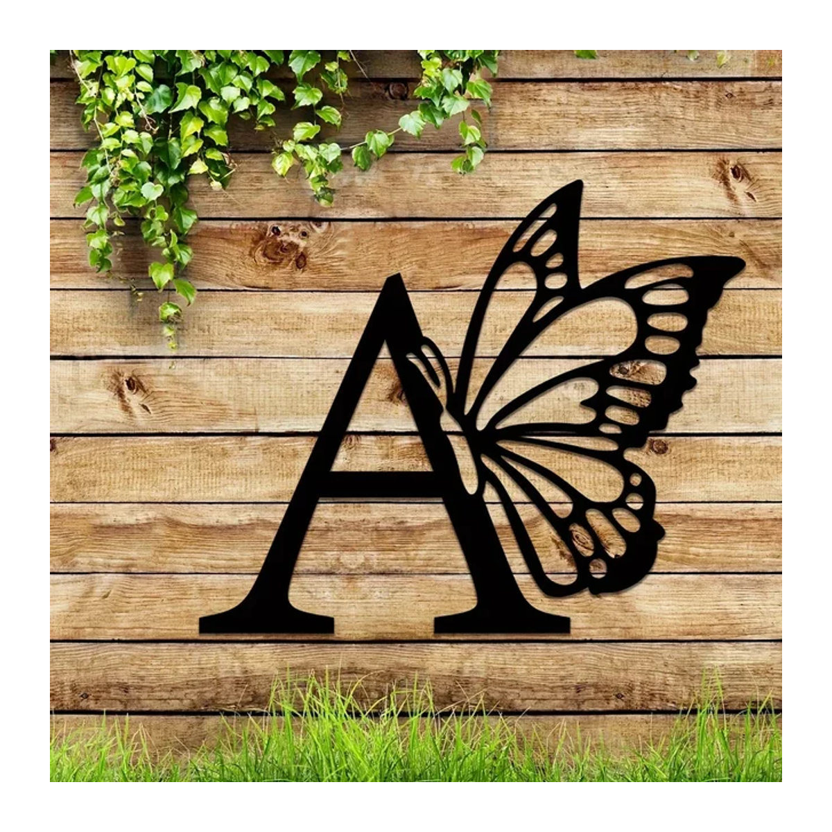 CIFBUY Schmetterling Monogramm Metall Wandkunst Buchstaben Wanddekoration Schwarz - Bild 1