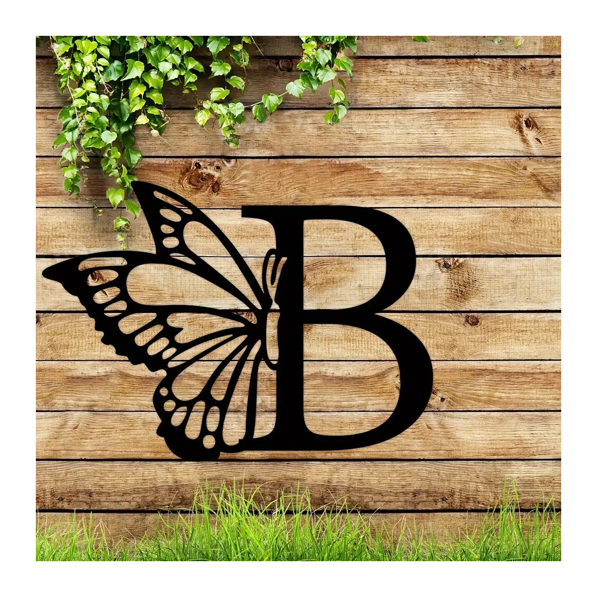 CIFBUY Schmetterling Monogramm Metall Wandkunst Buchstaben Wanddekoration Schwarz - Bild 3
