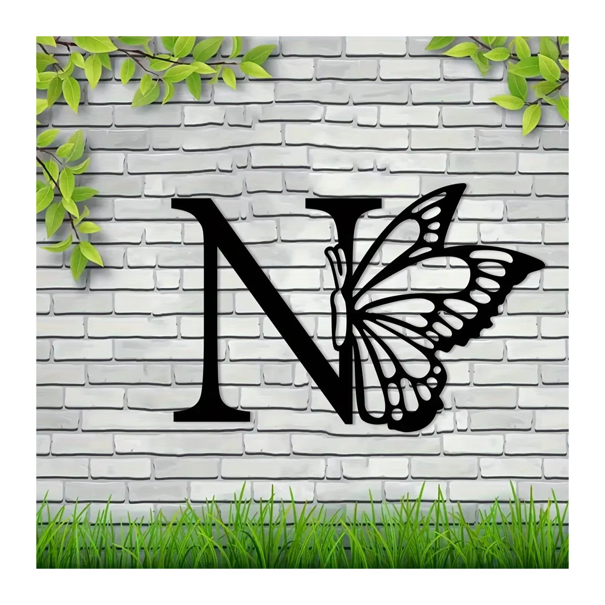 CIFBUY Schmetterling Monogramm Metall Wandkunst Buchstaben Wanddekoration Schwarz - Bild 4