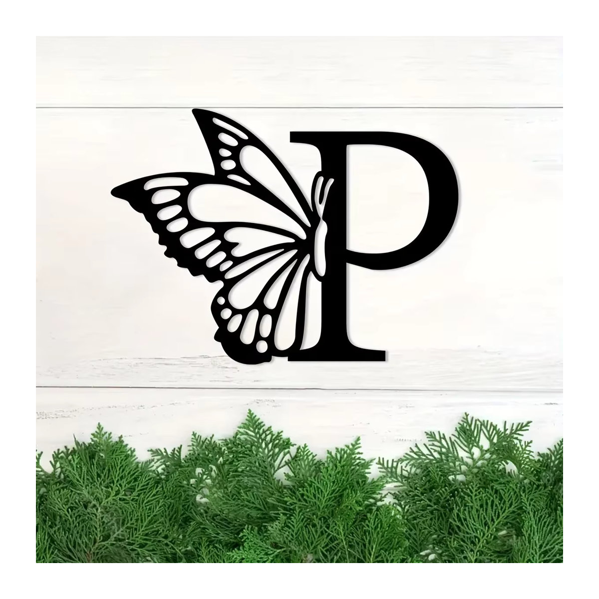 CIFBUY Schmetterling Monogramm Metall Wandkunst Buchstaben Wanddekoration Schwarz - Bild 6