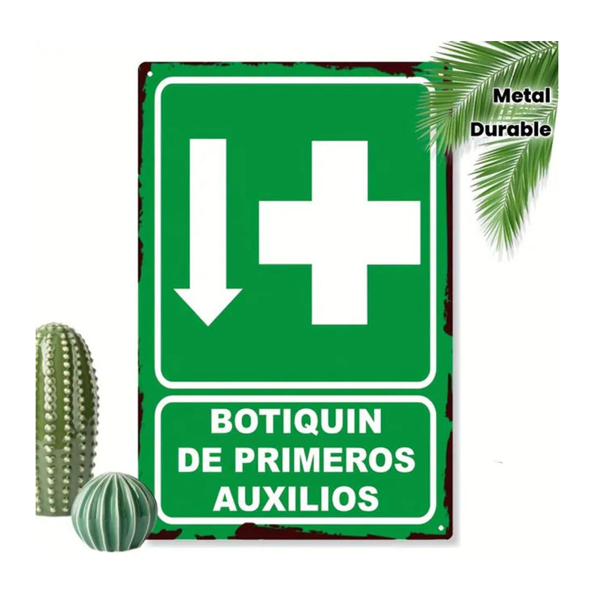 CIFBUY Spanisches Erste-Hilfe-Schild aus Metall, Wanddekoration in Grün und Weiß, Rechteckig, H x B: 30 x 20 cm - Bild 1