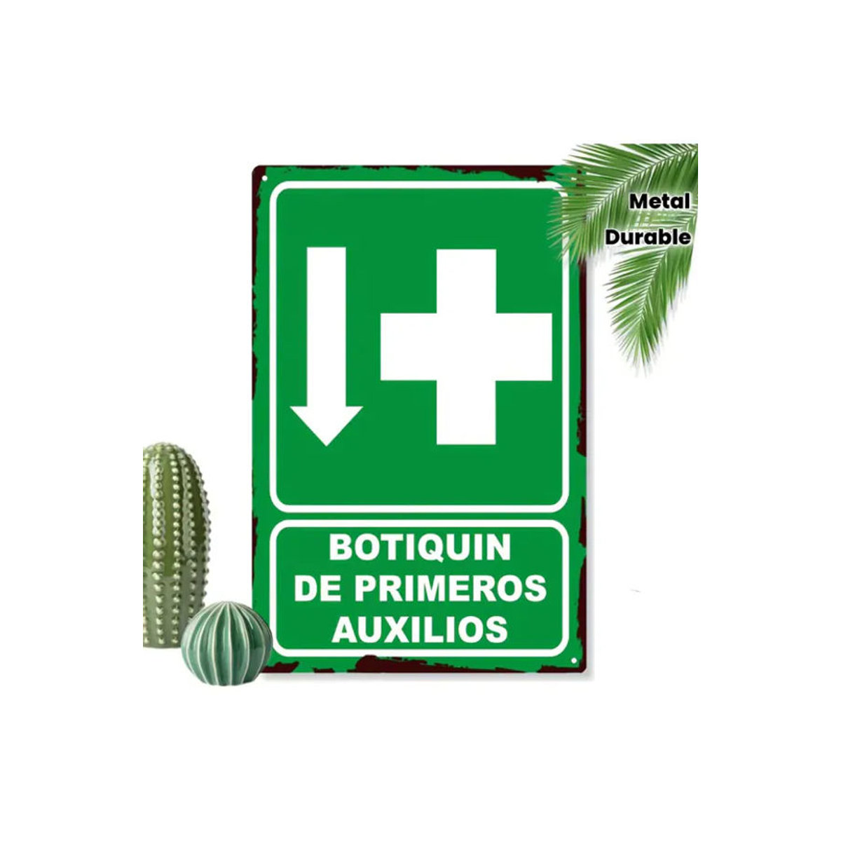 CIFBUY Spanisches Erste-Hilfe-Schild aus Metall, Wanddekoration in Grün und Weiß, Rechteckig, H x B: 30 x 20 cm - Bild 6