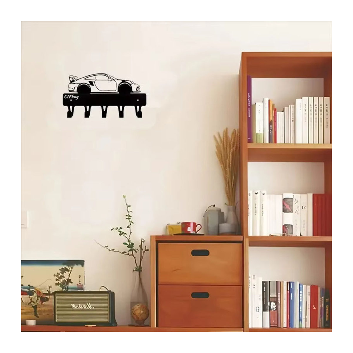 CIFBUY Sportwagen Wandkunst aus Metall in Schwarz zur Dekoration für Kinderzimmer und Wohnzimmer - Bild 3