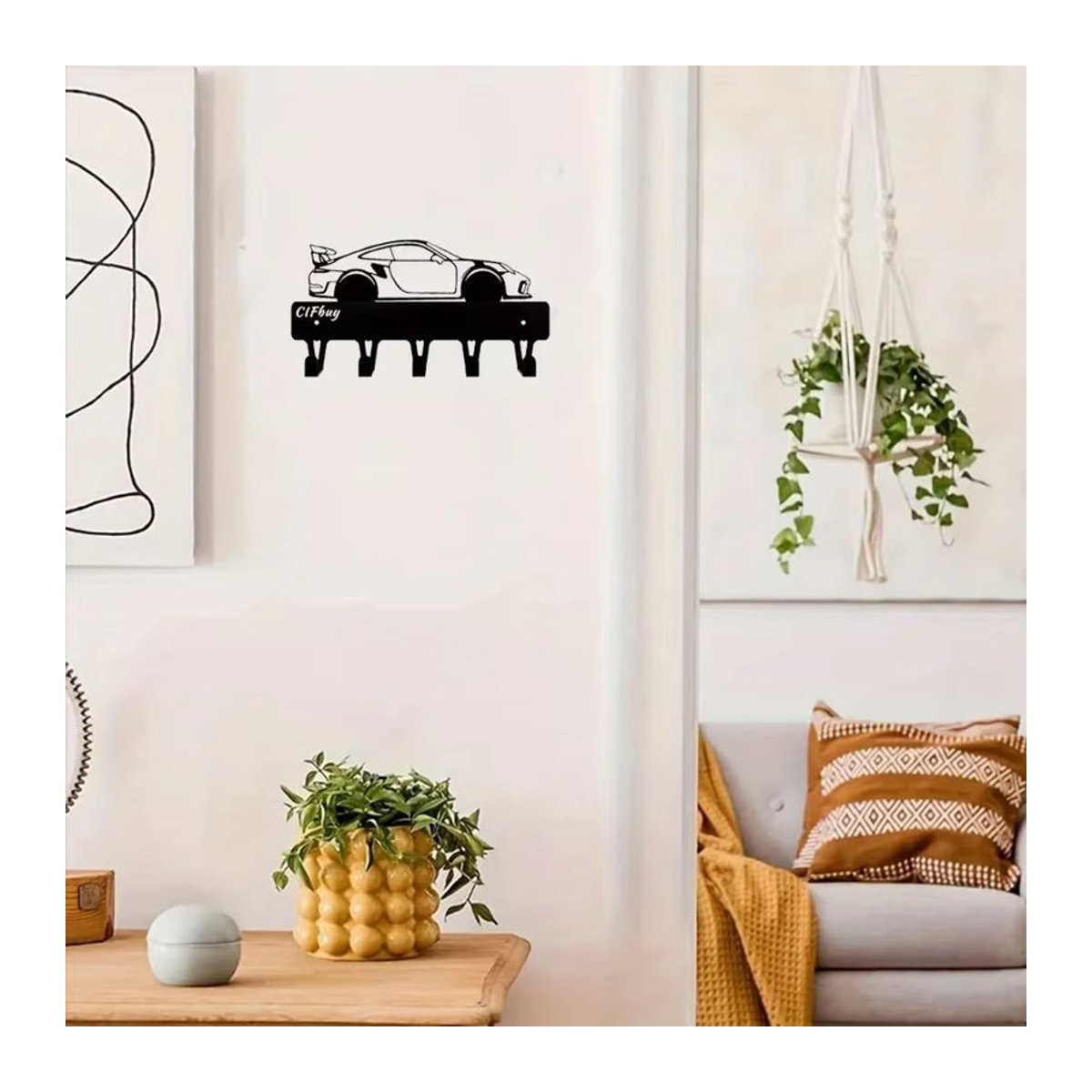 CIFBUY Sportwagen Wandkunst aus Metall in Schwarz zur Dekoration für Kinderzimmer und Wohnzimmer - Bild 4