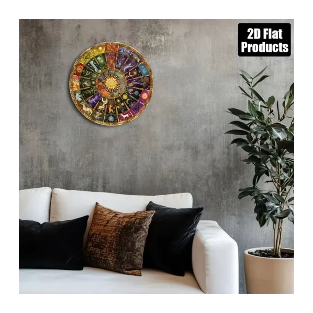 CIFBUY Sternzeichen-Rad Wandkunst aus Metall, rundes Aluminium-Schild mit Astrologie-Tierkreis-Dekoration in Mehrfarbig, Durchmesser: 20,32 cm - Bild 6