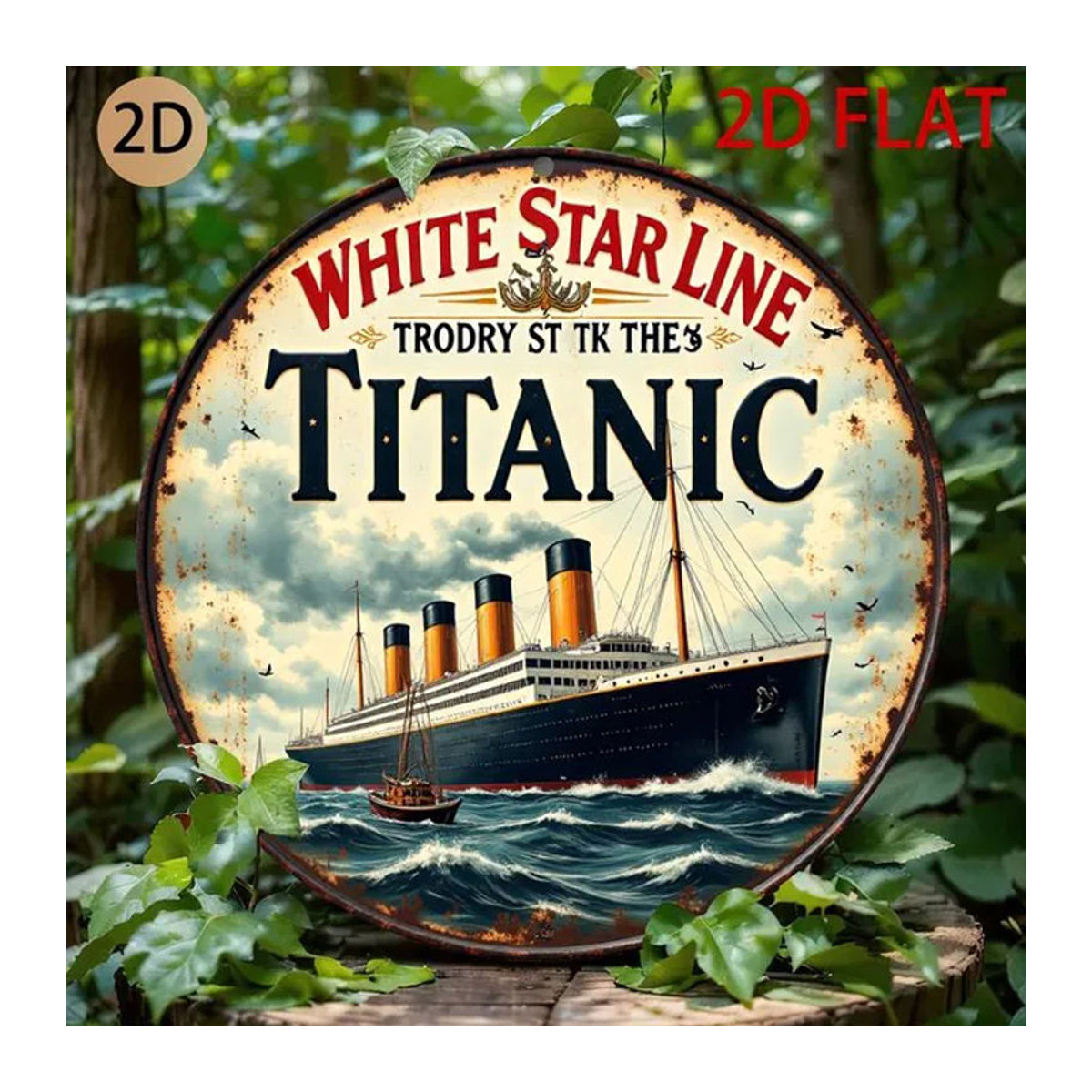 CIFBUY Titanic-Schiff Vintage Metall-Blechschild, runde Wanddekoration in Mehrfarbig - Bild 1